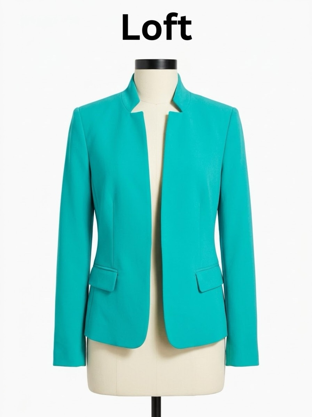 LOFT Teal Collarless Tailored Blazer Size 6 0256
